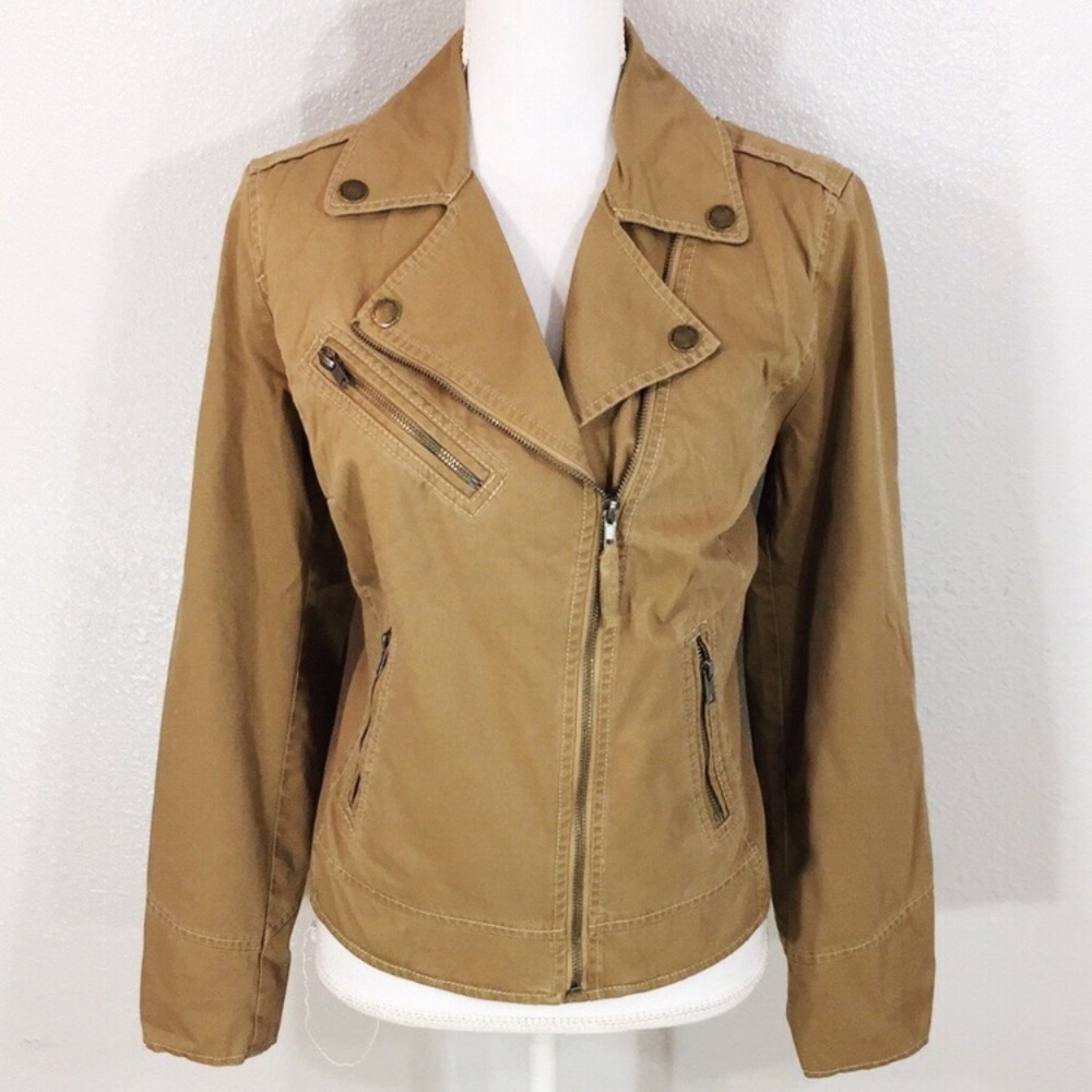 Boden Tan Khaki Moto Biker Jacket EUC!